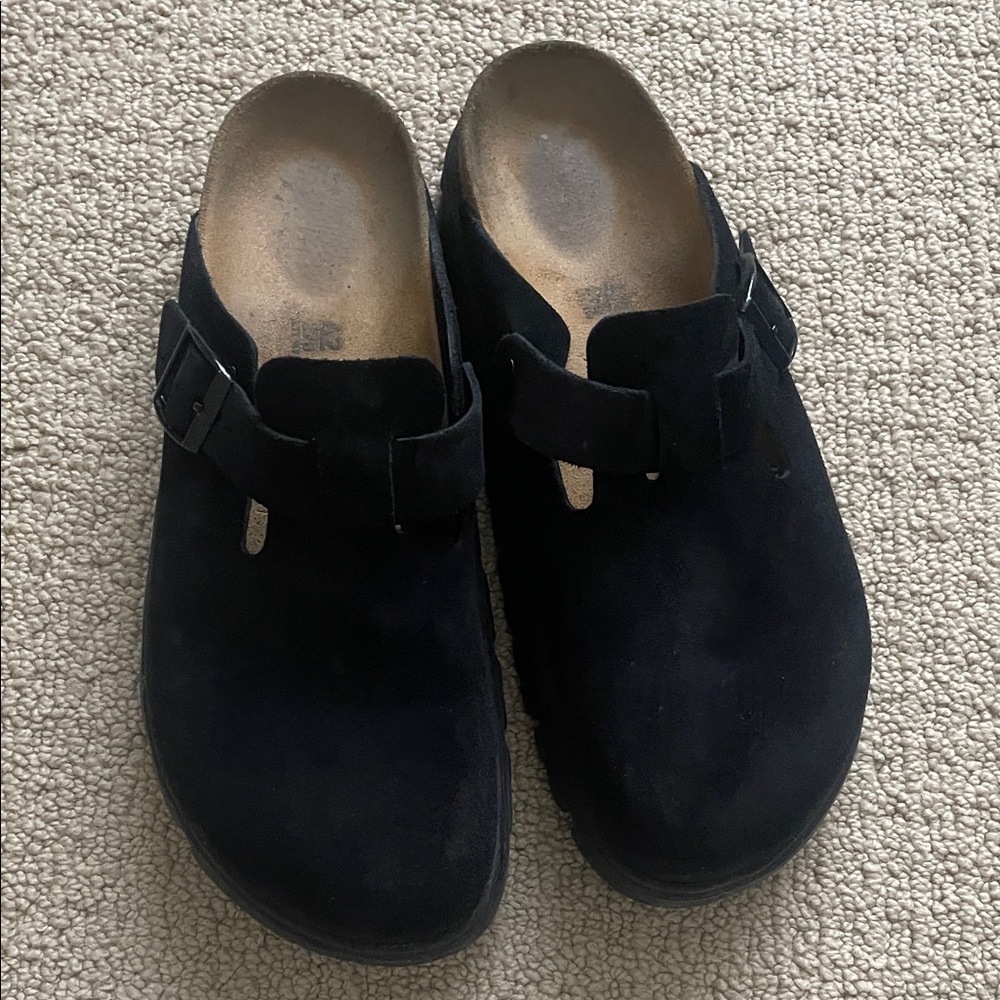Birkenstock papillio plaform black Suede Clogs